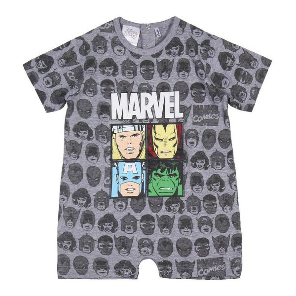 Baby s Short-sleeved Romper Suit Marvel Grey Online Hot Sale