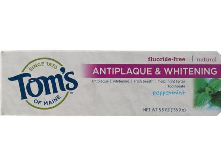 TOM S OF MAINE - Peppermint Fluoride-Free Antiplaque & Whitening Toothpaste - 5.5 oz. (155.9 g) Cheap