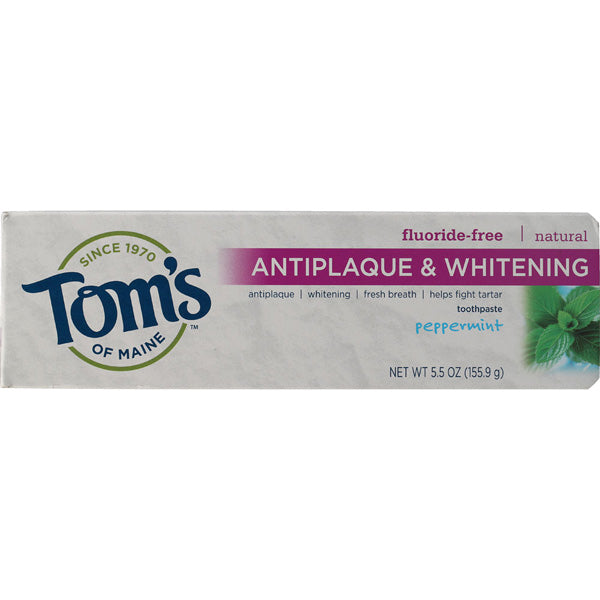 TOM S OF MAINE - Peppermint Fluoride-Free Antiplaque & Whitening Toothpaste - 5.5 oz. (155.9 g) Cheap