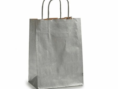 Paper Bag Silver (18 x 8 x 31 cm) (25 Units) For Discount