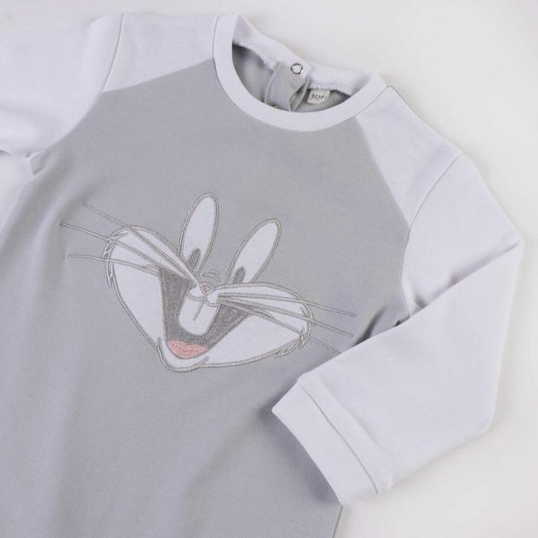 Baby s Long-sleeved Romper Suit Looney Tunes Grey Hot on Sale