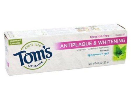 TOM S OF MAINE - Antiplaque and Whitening Toothpaste Spearmint Gel - 4.7 oz. (133 g) Sale