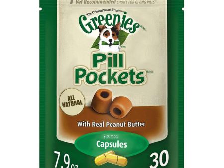 GREENIES - Pill Pockets Capsules Dog Treats Real Peanut Butter Flavor - 30 Treats (7.9 oz. 224 g) Supply