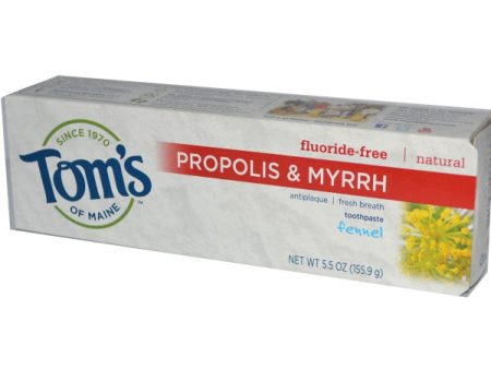 TOM S OF MAINE - Propolis and Myrrh Toothpaste Fennel - 5.5 oz. (155.9 g) For Sale